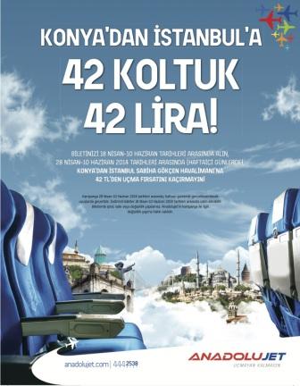 İstanbul  Konya Arası Yalnızca 42 TL