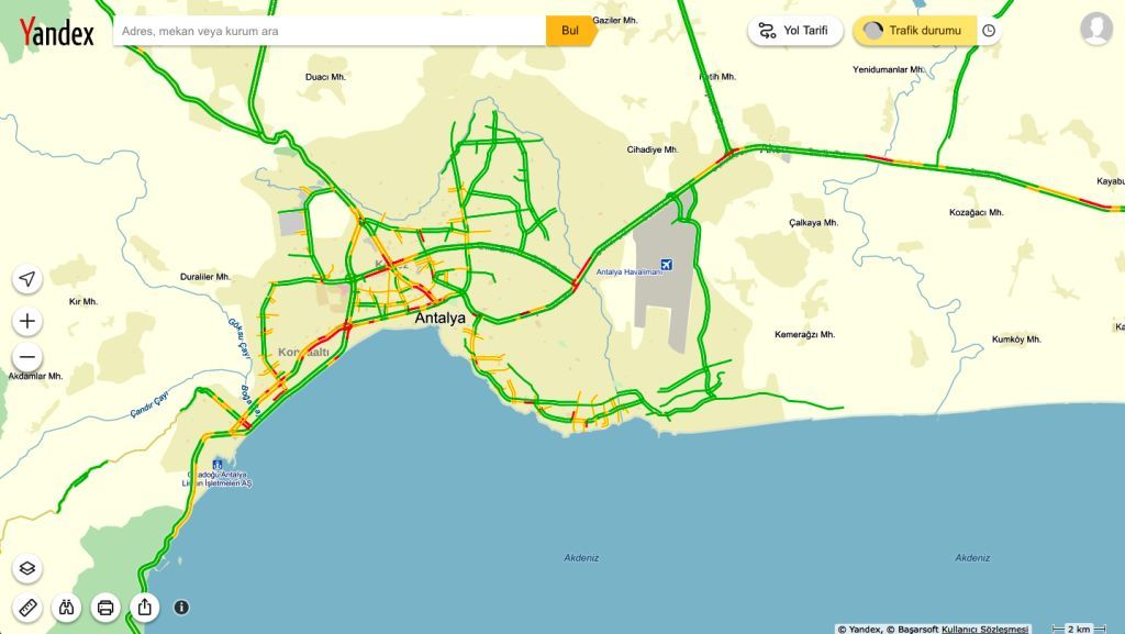 Antalyalılar Trafiğin Durumunu Yandexten Öğrenecek